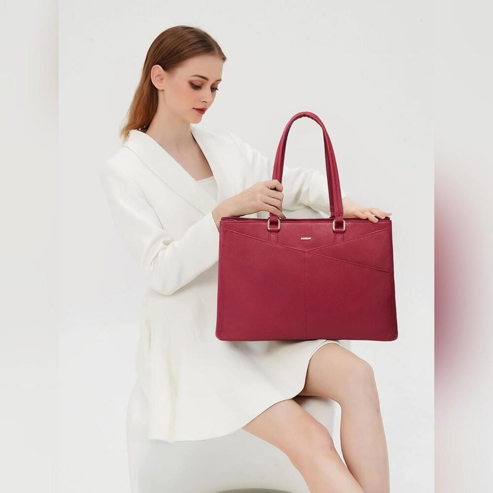 NWOT LOVEVOOK 15.6" Laptop Tote Briefcase Computer Bag for Women, Red